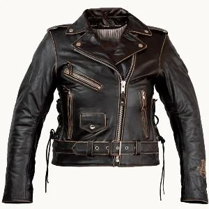 Women’s aged leather jacket with eagle design and CE protections Stylish Jacket