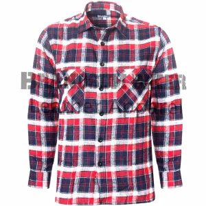 men’s red & navy check shirt stylish plaid casual & smart shirt
