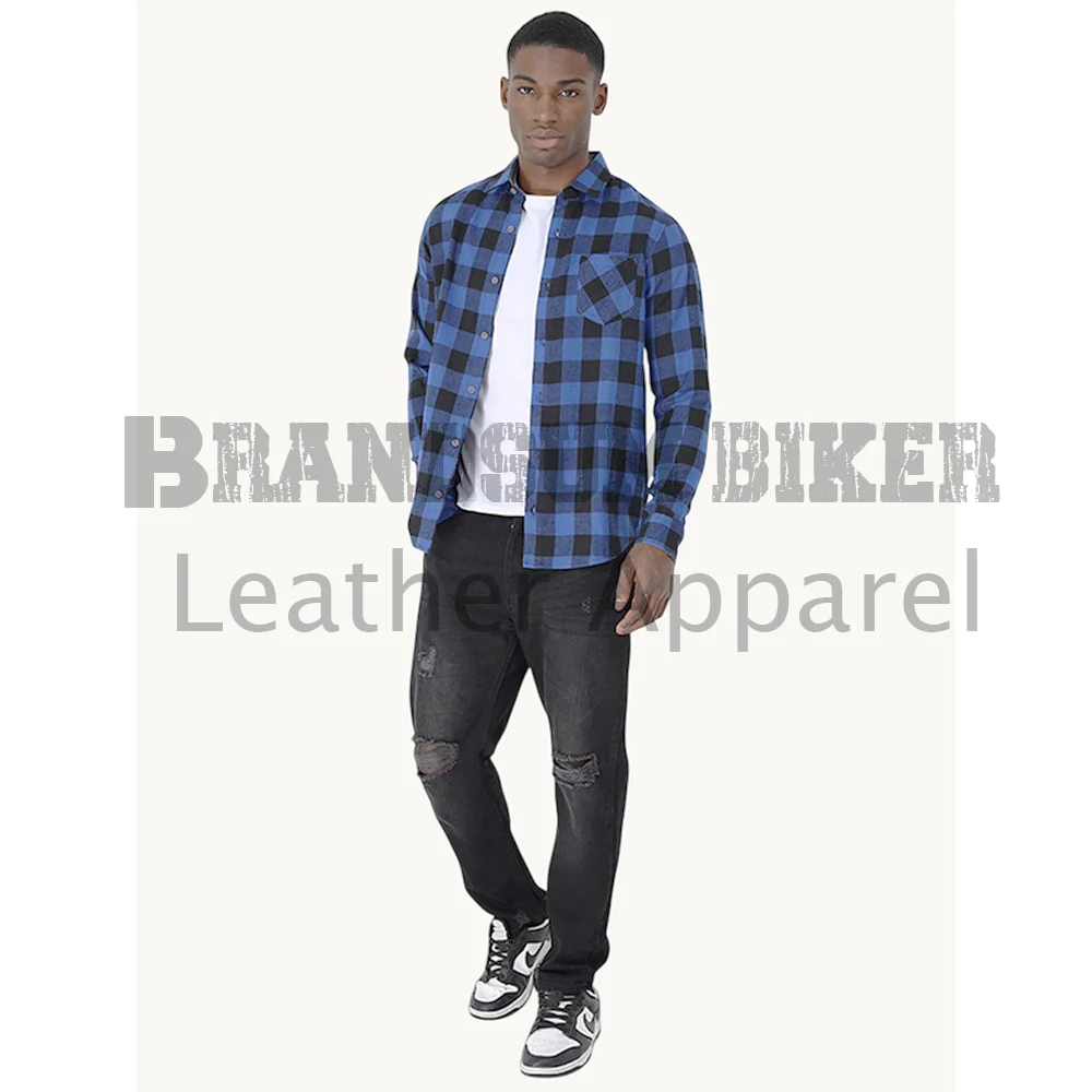 men’s red & black and blue & black check shirt stylish plaid casual shirt