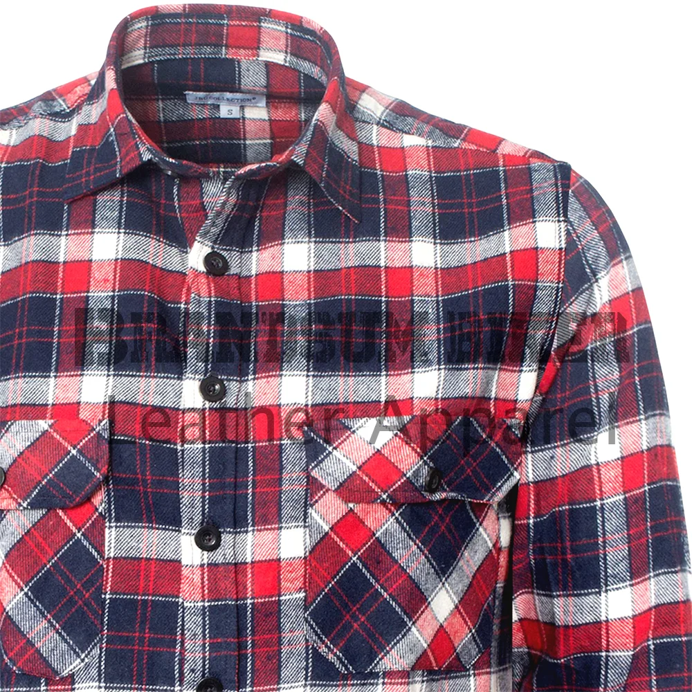 men’s red & navy check shirt stylish plaid casual & smart shirt