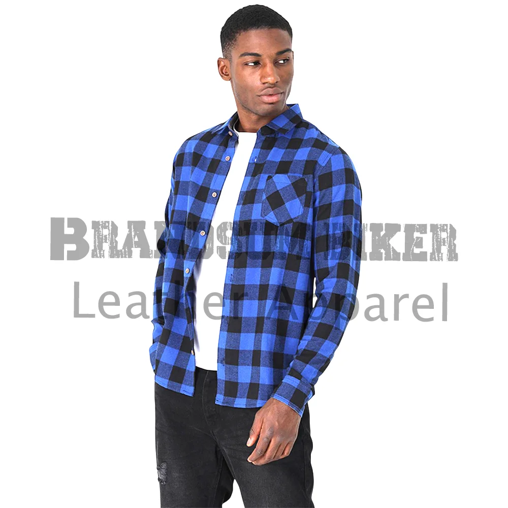 men’s red & black and blue & black check shirt stylish plaid casual shirt