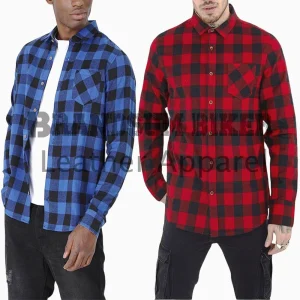 men’s red & black and blue & black check shirt stylish plaid casual shirt