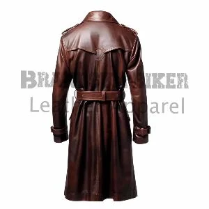brown men coat classic leather winter overcoat for stylish warmth
