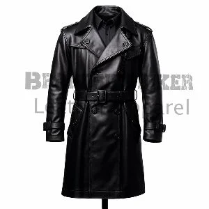 double breasted vintage black coat classic men’s retro winter overcoat