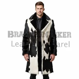 men black white hair on coat genuine cowhide leather luxury winter outerwear