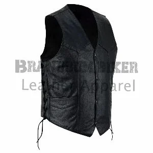 club style biker vest with gun pocket leather motorcycle vest
