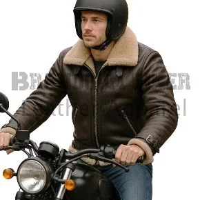 men’s brown bomber jacket with camel fur stylish & warm winter outerwear