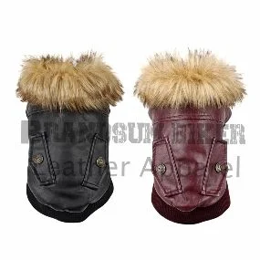 fur leather outfit for dogs warm & stylish pet coat for winter