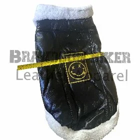 dog winter coat black leather jacket warm & stylish pet outerwear (copy)