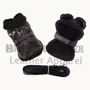 top dog black flight jacket with matching leash stylish pet outerwear set
