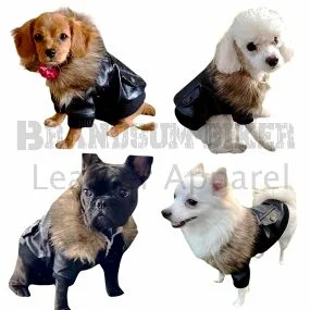fur leather outfit for dogs warm & stylish pet coat for winter