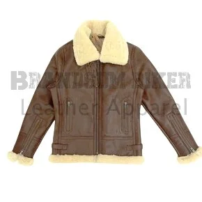 men’s brown bomber jacket with off white fur stylish winter casual wear