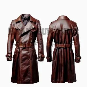 brown men coat classic leather winter overcoat for stylish warmth