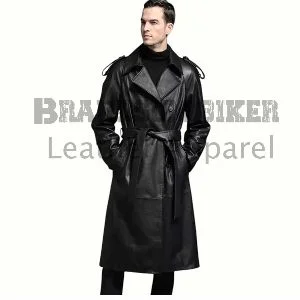 black stylish 5xl belted coat plus size men’s winter overcoat with elegance