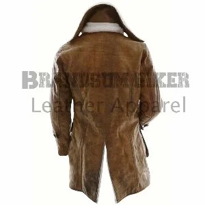 genuine cowhide brown trench coat men’s real leather long overcoat