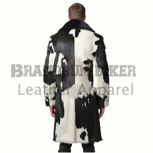 men black white hair on coat genuine cowhide leather luxury winter outerwear