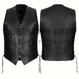club style biker vest with gun pocket leather motorcycle vest