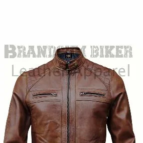 black and brown café racer leather jacket for men stylish biker outerwear