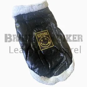 dog winter coat black leather jacket warm & stylish pet outerwear (copy)