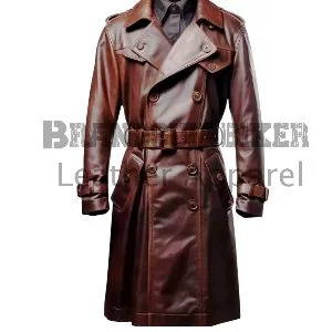 brown men coat classic leather winter overcoat for stylish warmth