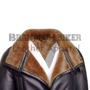 men bomber style trench coat with fur winter leather coat