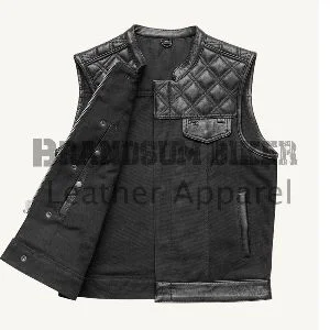 men black quilted denim biker vest stylish motorcycle vest