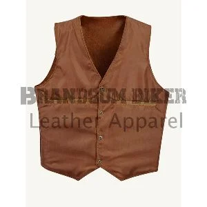 men classic tan brown biker waistcoat leather motorcycle vest