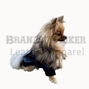 dog winter coat black leather jacket warm & stylish pet outerwear