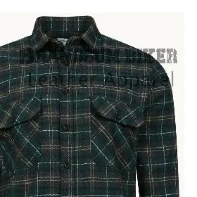men’s dark green check shirt stylish plaid casual & smart long sleeve shirt