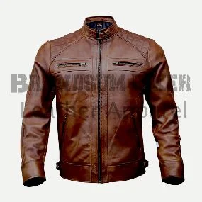 black and brown café racer leather jacket for men stylish biker outerwear
