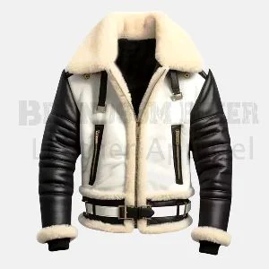 black and white leather jacket with white fur stylish winter luxury wear