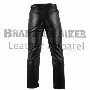 straight fit black leather pant classic men’s genuine leather trousers