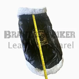 dog winter coat black leather jacket warm & stylish pet outerwear (copy)