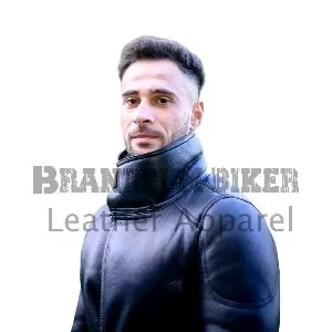 men bomber style trench coat with fur winter leather coat