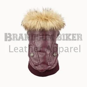 fur leather outfit for dogs warm & stylish pet coat for winter