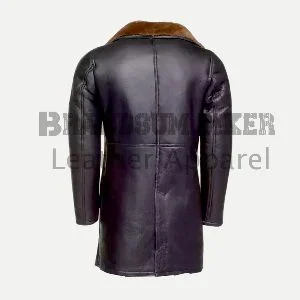 men bomber style trench coat with fur winter leather coat