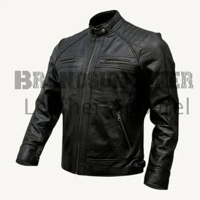 black and brown café racer leather jacket for men stylish biker outerwear